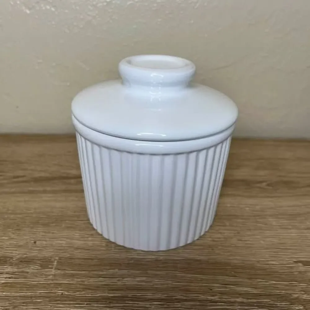 Market Finds Ceramic Butter Bell, White Textured Cottage core Kitchen
